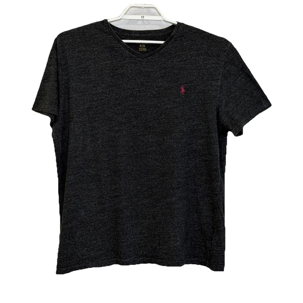 Polo Ralph Lauren T-Shirt Mens Size‎ XL Dark Gray Short Sleeve V-Neck Pony Logo